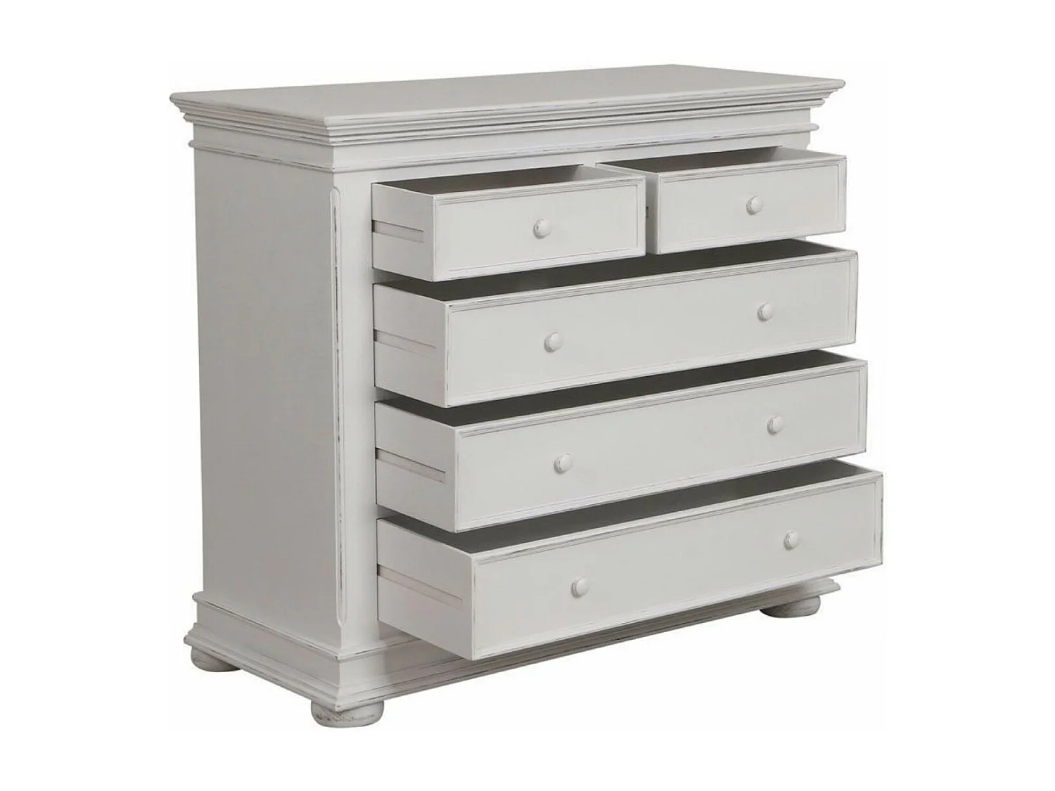 Commode 5 tiroirs pieds arrondis MDF Blanc - Harmonie Interior's