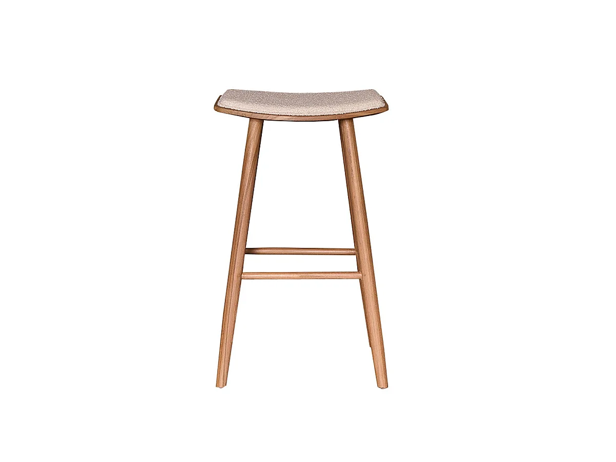 Taburete de teca maciza, asiento de bouclette 75 cm
