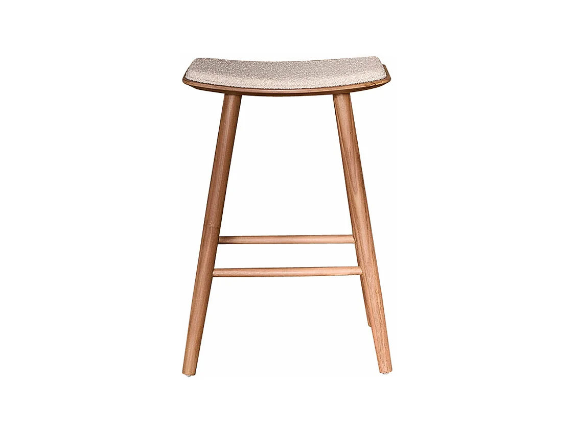 Tabouret en teck massif assise bouclette 65 cm