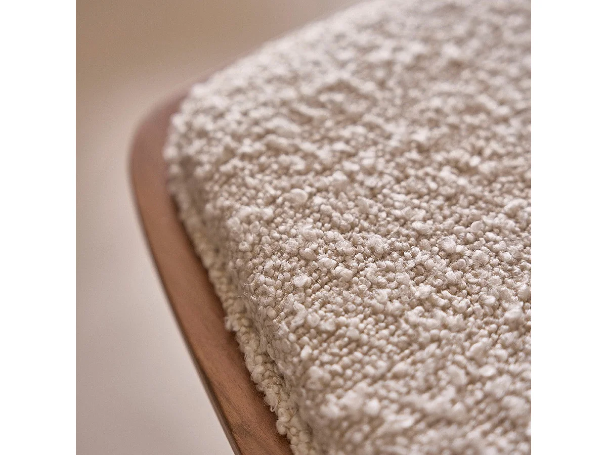 Taburete de madera de teca maciza y asiento de tela de rizo de 65 cm