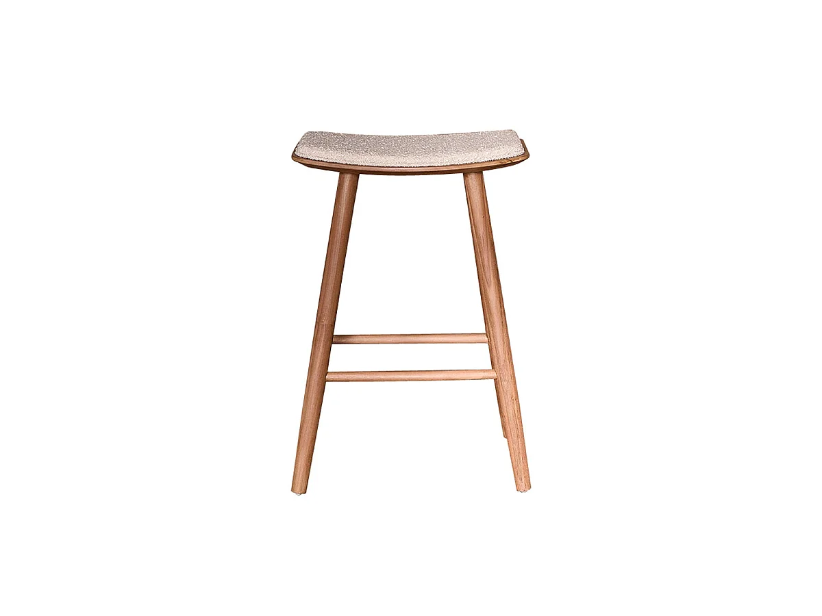 Taburete de teca maciza, asiento de bouclette 65 cm