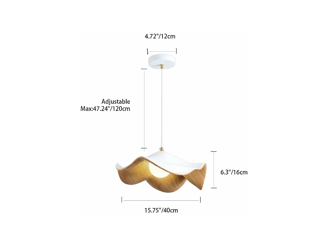 Lustre en forme de feuille de lotus en bois naturel, luminaire de plafond,adapté aux chambres à coucher, aux îles de cuisine et aux salons,d40cm x h16cm,noir