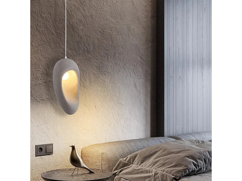 Lustre suspendu en résine de style wabi-sabi, adapté aux chambres à coucher, aux îles de cuisine et aux salons, vert ,d19 cm x h40 cm