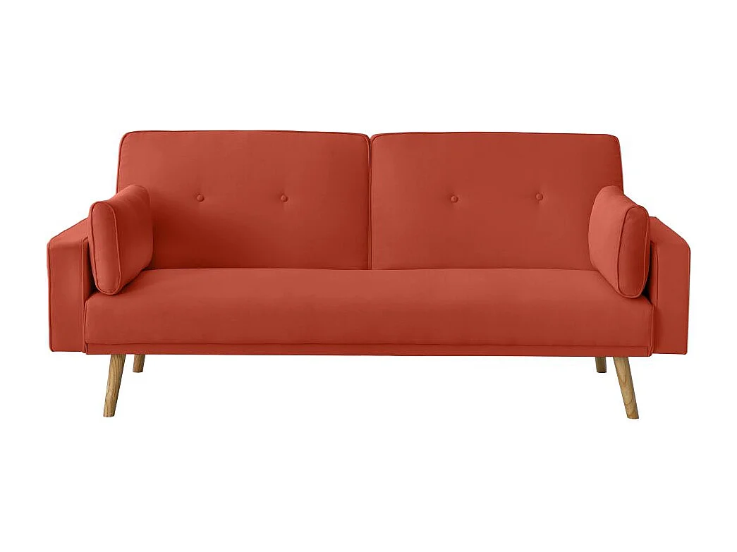 Canapé droit scandinave Elga convertible 3 places en tissu - Rouille - L205 x P85 x H87cm - Loungitude