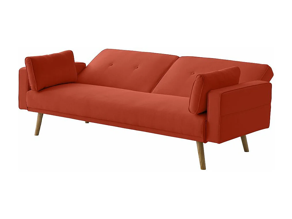 Canapé droit scandinave Elga convertible 3 places en tissu - Rouille - L205 x P85 x H87cm - Loungitude