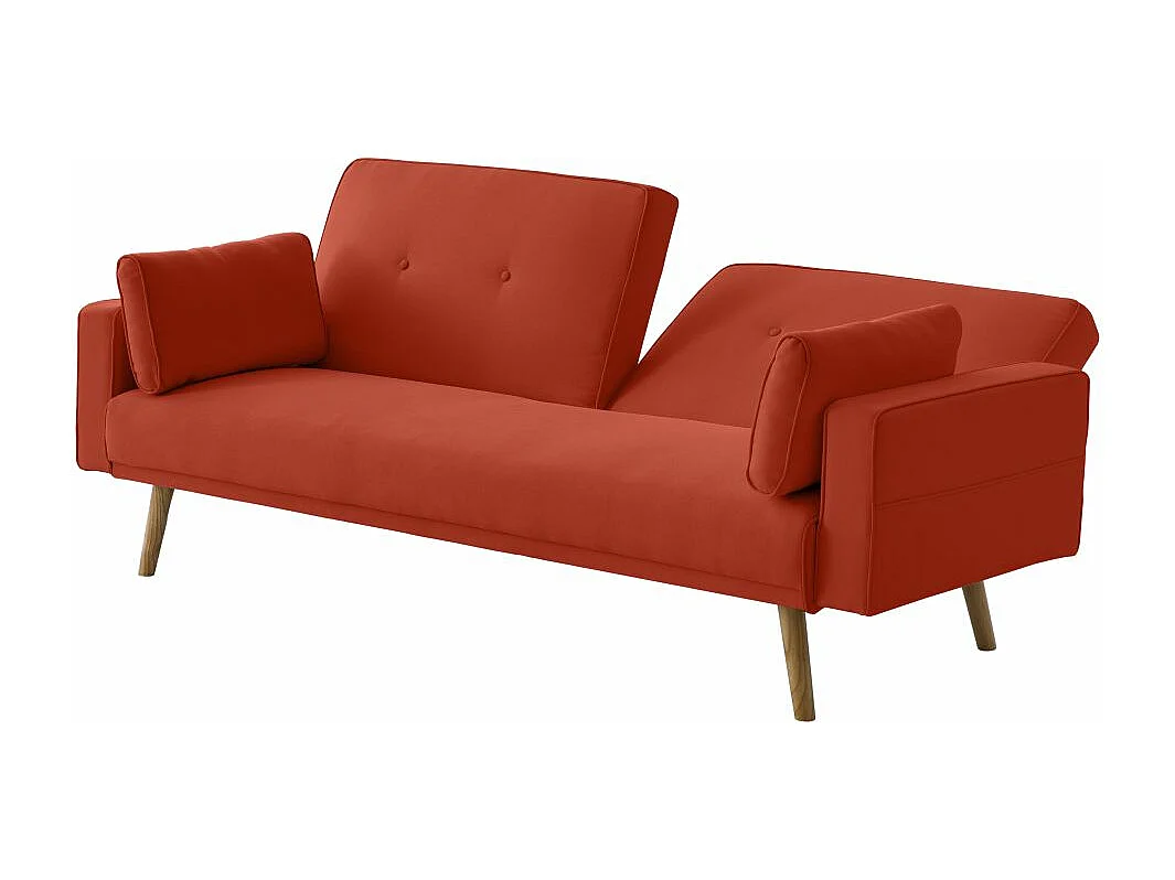 Canapé droit scandinave Elga convertible 3 places en tissu - Rouille - L205 x P85 x H87cm - Loungitude