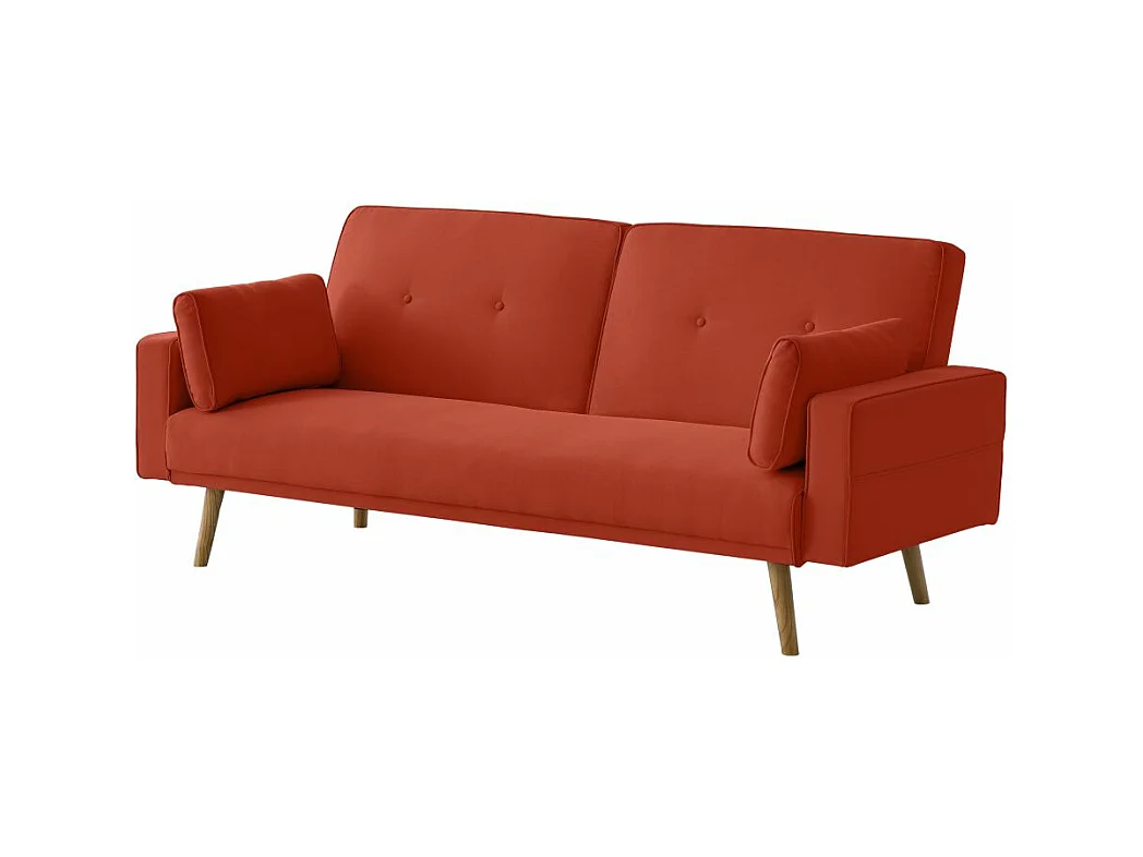 Canapé droit scandinave Elga convertible 3 places en tissu - Rouille - L205 x P85 x H87cm - Loungitude