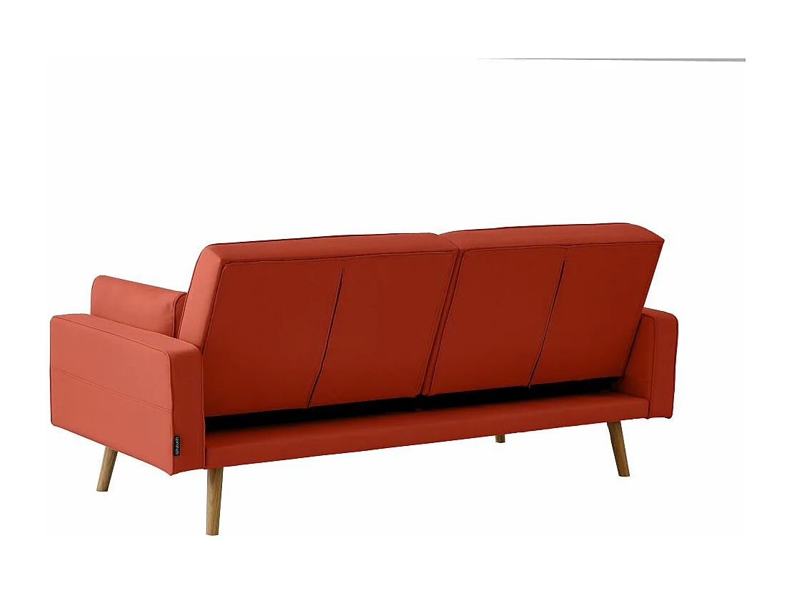 Canapé droit scandinave Elga convertible 3 places en tissu - Rouille - L205 x P85 x H87cm - Loungitude