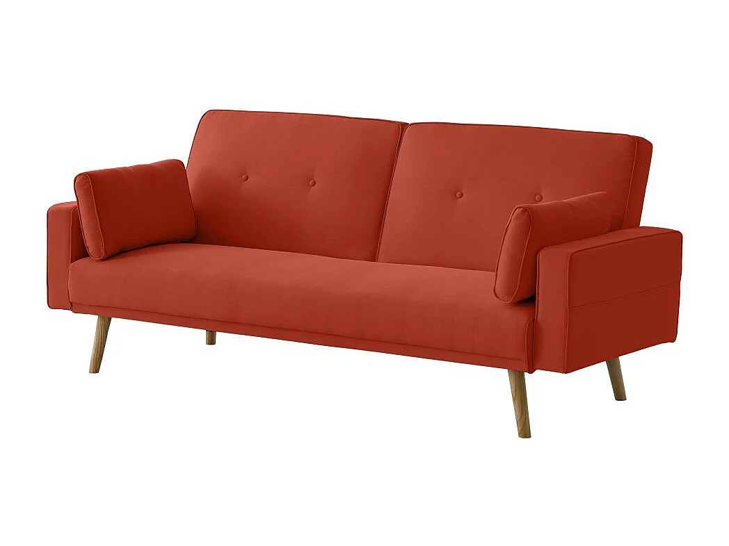 Canapé droit scandinave Elga convertible 3 places en tissu - Rouille - L205 x P85 x H87cm - Loungitude