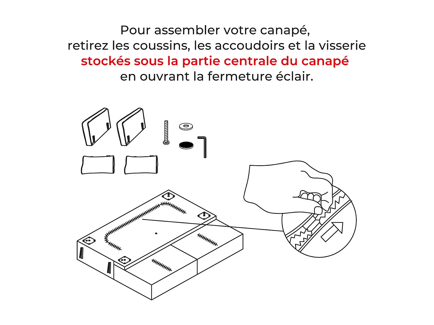 Canapé droit scandinave Elga convertible 3 places en tissu - Rouille - L205 x P85 x H87cm - Loungitude