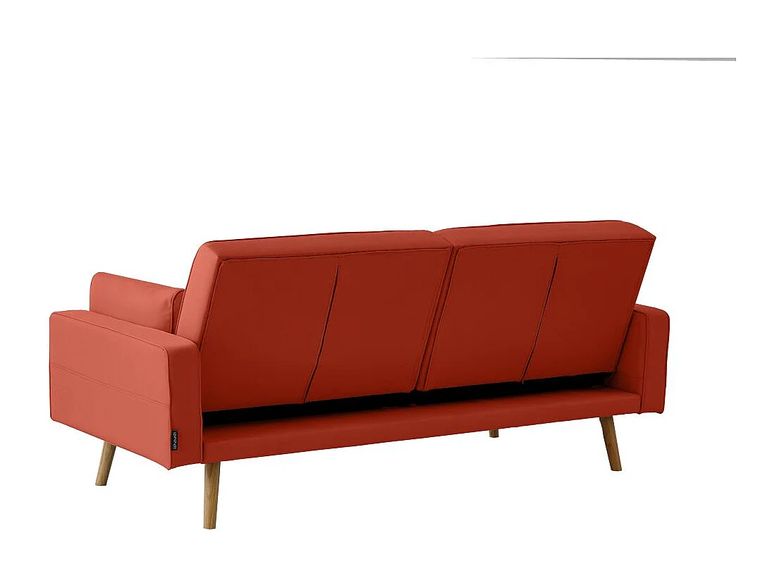 Canapé droit scandinave Elga convertible 3 places en tissu - Rouille - L205 x P85 x H87cm - Loungitude