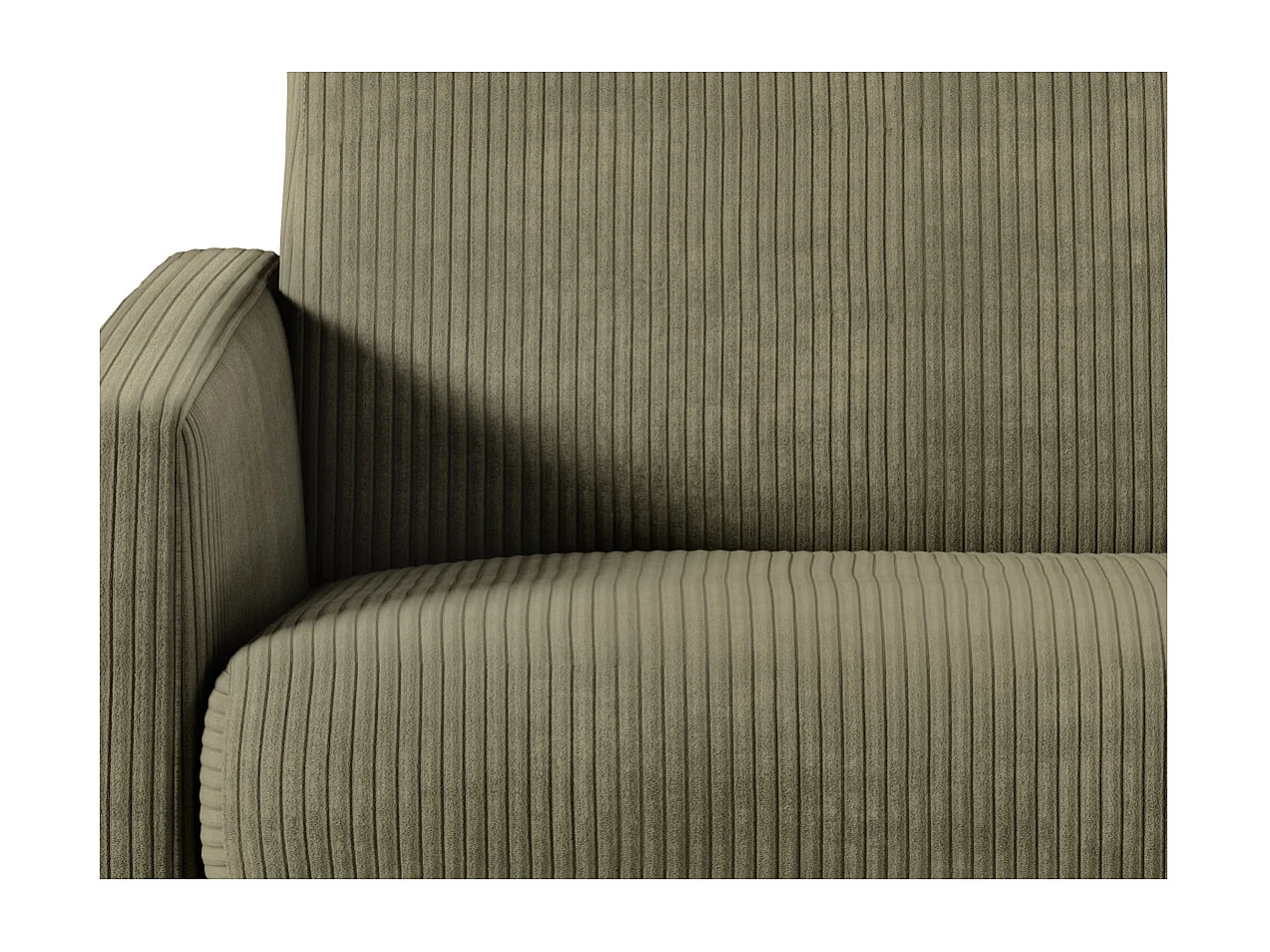 Canapé convertible express 3 places Agathe 140x190cm en velours côtelé - Vert kaki - Matelas 13cm - L178 x P96 x H88cm - Loungitude