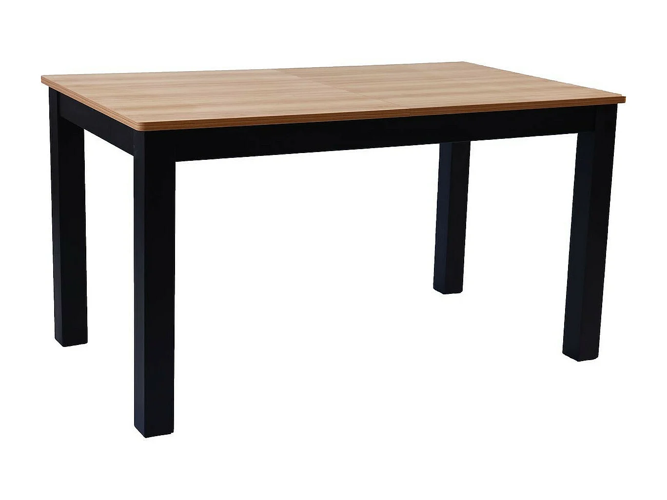 Table à manger extensible effet bois 6/8 personnes, piètement noir 140/180 cm - Lexi