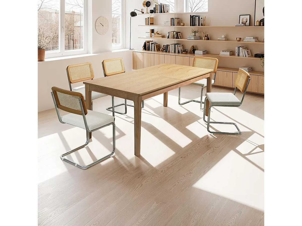 Table à manger extensible effet bois 8/10 personnes 190/260 cm - Polly