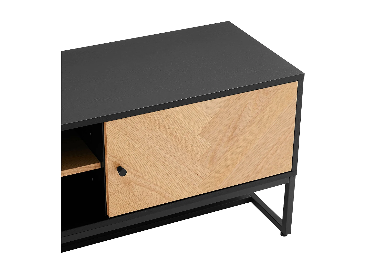 Meuble TV en panneaux de particules plaqué chêne mélaminé 160 cm