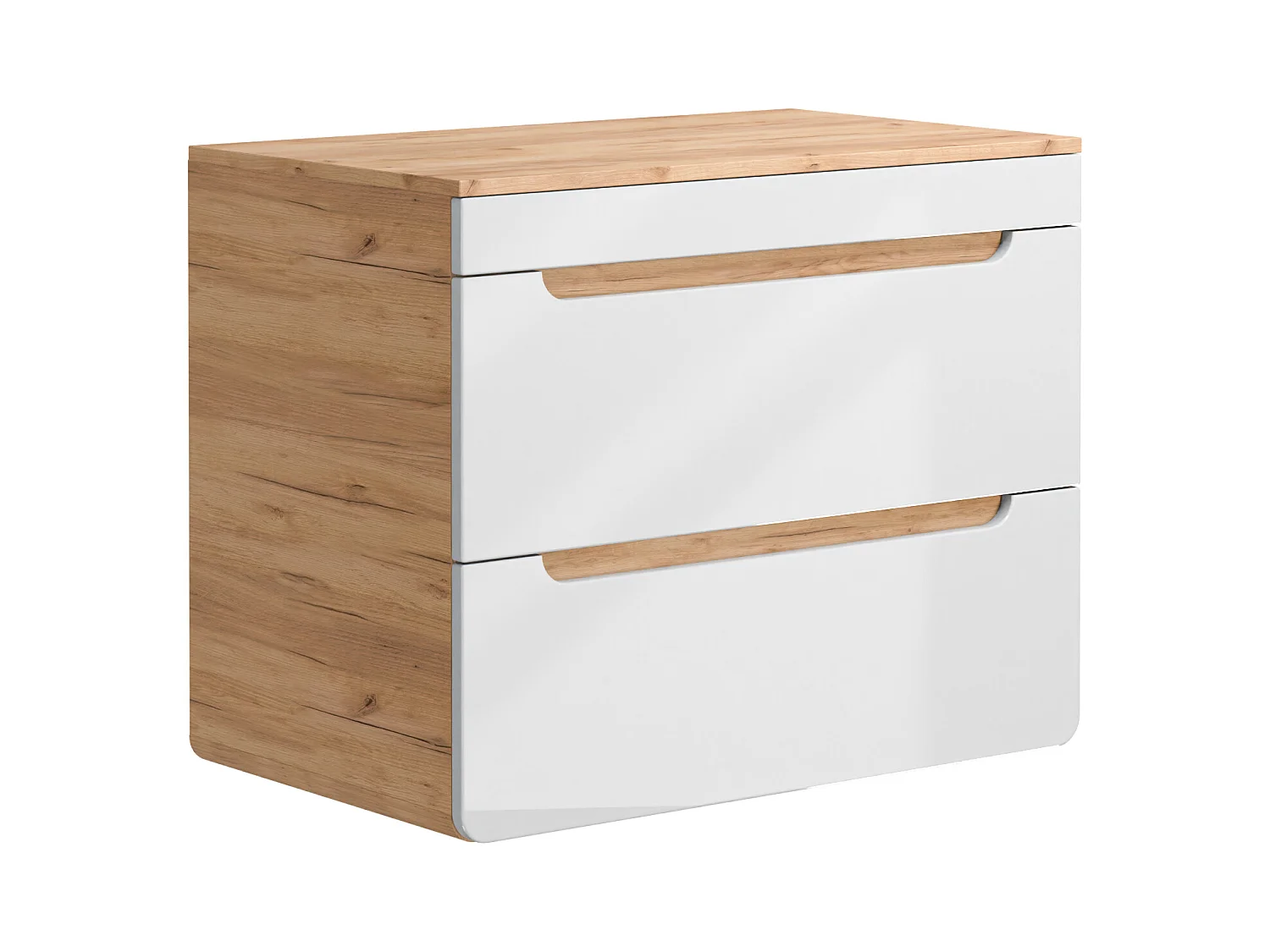 Mobile sotto lavabo sospeso con piano 80 cm Naturale chiaro e Bianco - ARUBA