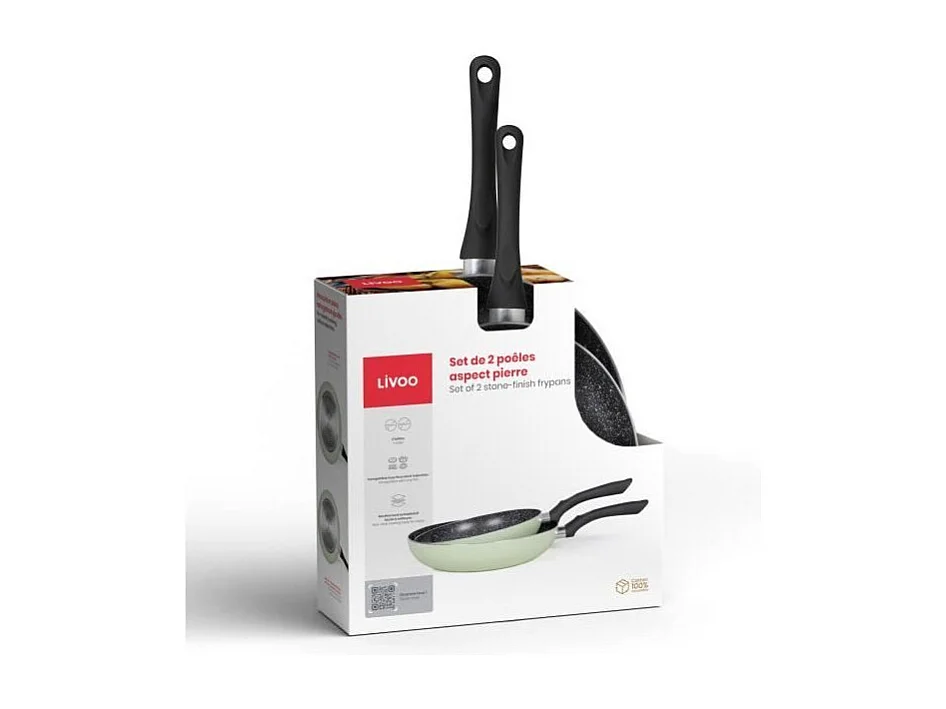 Livoo Lot de 2 poêles antiadhésif 24/28cm vert - MEN124VE