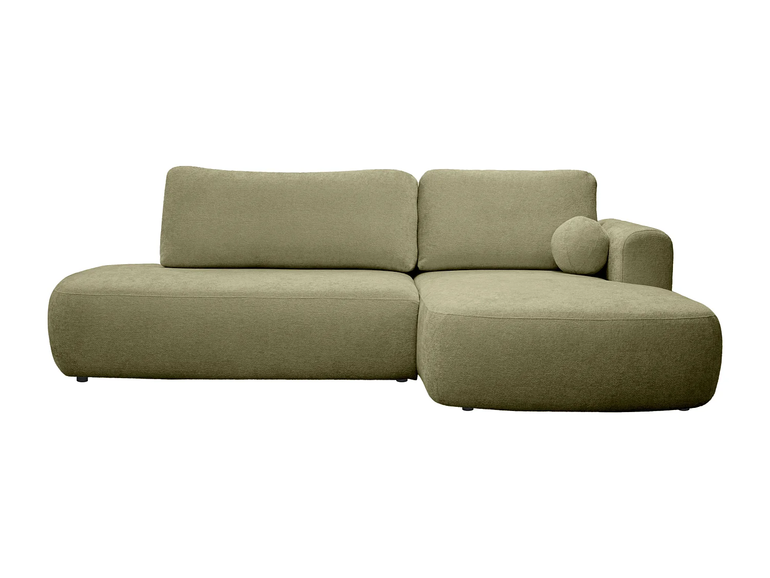 Ecksofa mit Schlaffunktion - Ecke rechts - Chenille-Stoff - Khaki - BROCARO von Maison Céphy