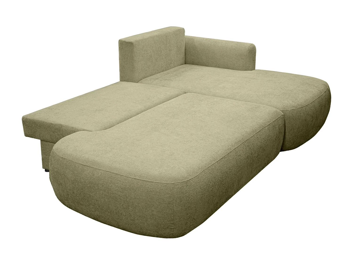 Ecksofa mit Schlaffunktion - Ecke rechts - Chenille-Stoff - Khaki - BROCARO von Maison Céphy