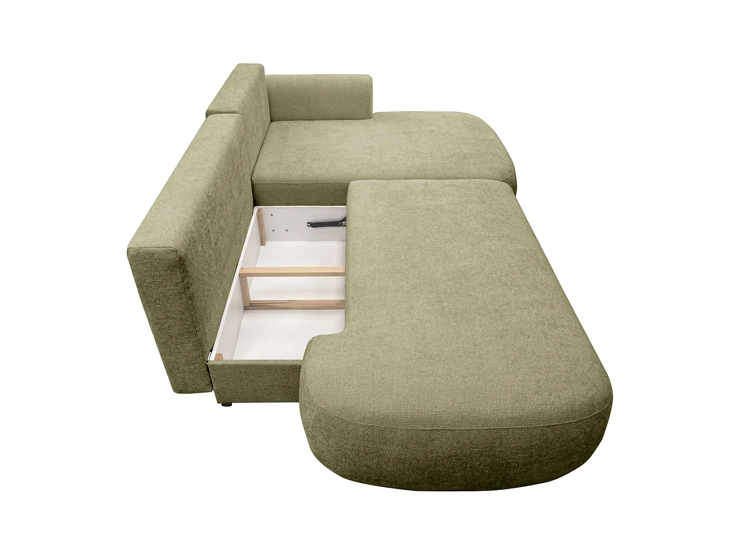 Ecksofa mit Schlaffunktion - Ecke rechts - Chenille-Stoff - Khaki - BROCARO von Maison Céphy