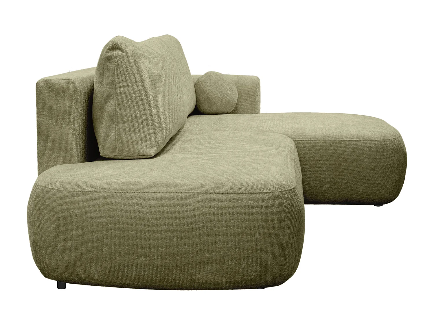 Ecksofa mit Schlaffunktion - Ecke rechts - Chenille-Stoff - Khaki - BROCARO von Maison Céphy