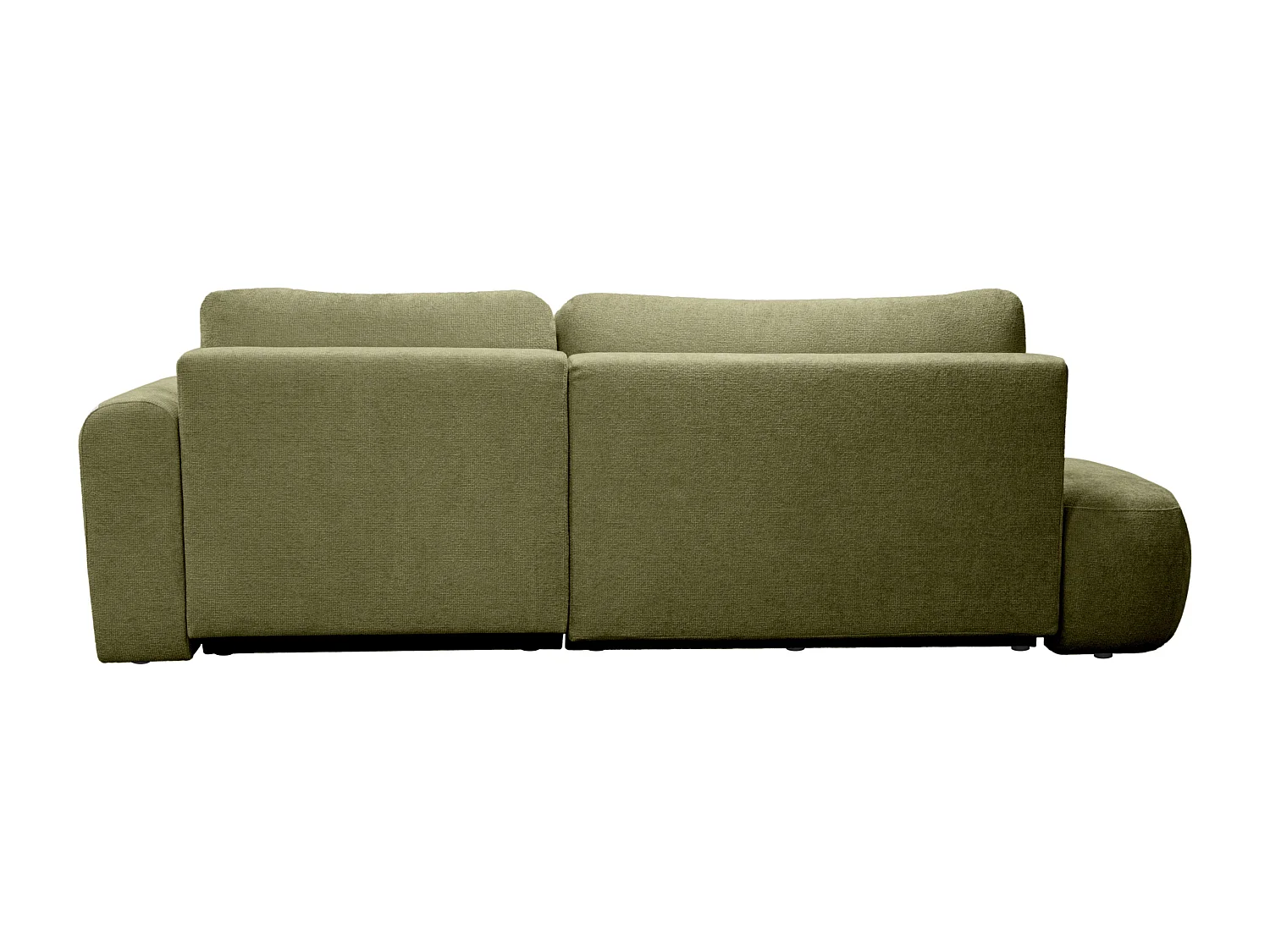 Canapé d'angle droit convertible en tissu chenille vert kaki BROCARO de Maison Céphy