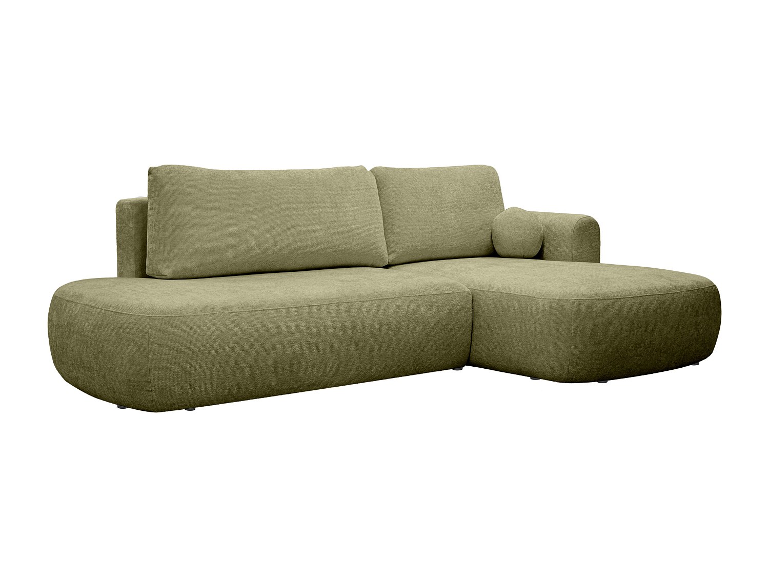 Ecksofa mit Schlaffunktion - Ecke rechts - Chenille-Stoff - Khaki - BROCARO günstig online kaufen