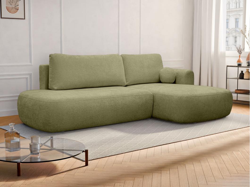 Ecksofa mit Schlaffunktion - Ecke rechts - Strukturstoff - Khaki - BROCARO von Maison Céphy