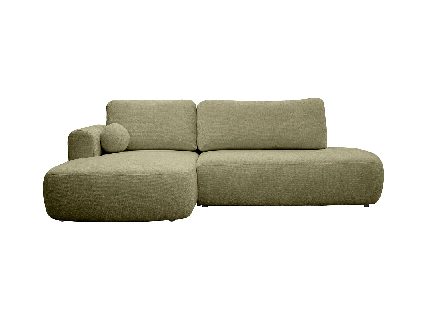 Kanapa narożna lewostronna rozkładana z teksturowaną tapicerką khaki - BROCARO marki Maison Céphy