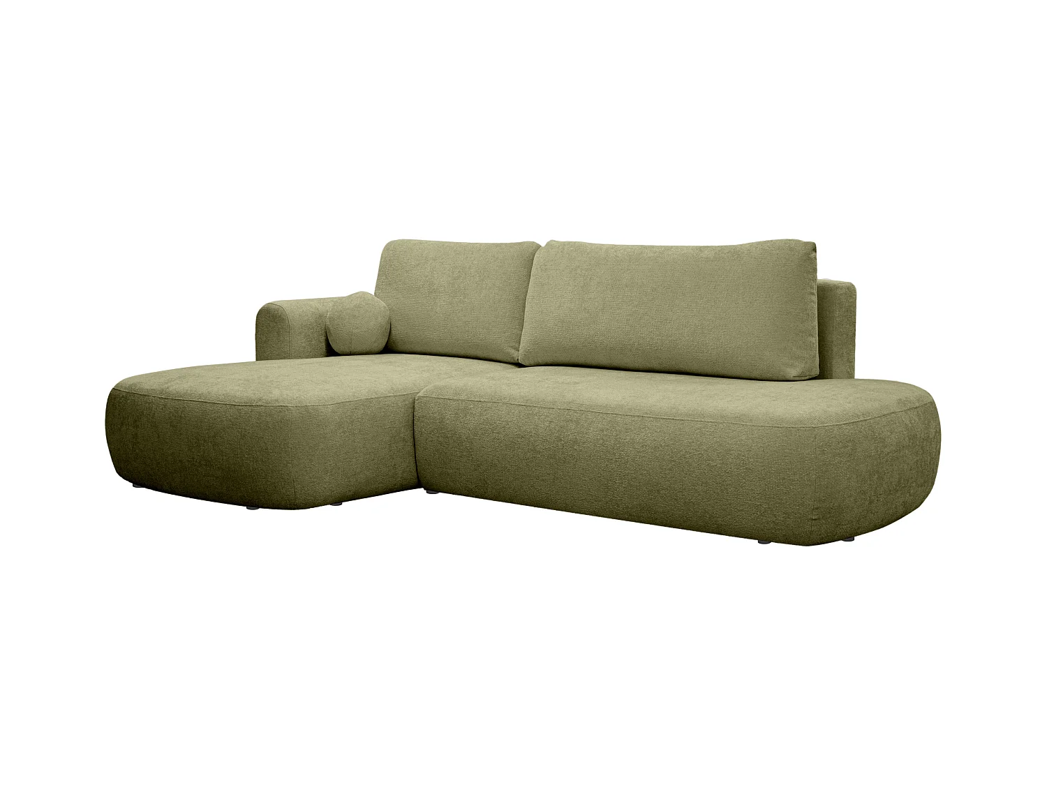 Ecksofa mit Schlaffunktion - Ecke links - Chenille-Stoff - Khaki - BROCARO von Maison Céphy