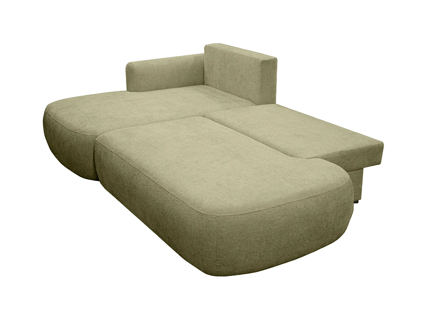Ecksofa mit Schlaffunktion - Ecke links - Chenille-Stoff - Khaki - BROCARO von Maison Céphy