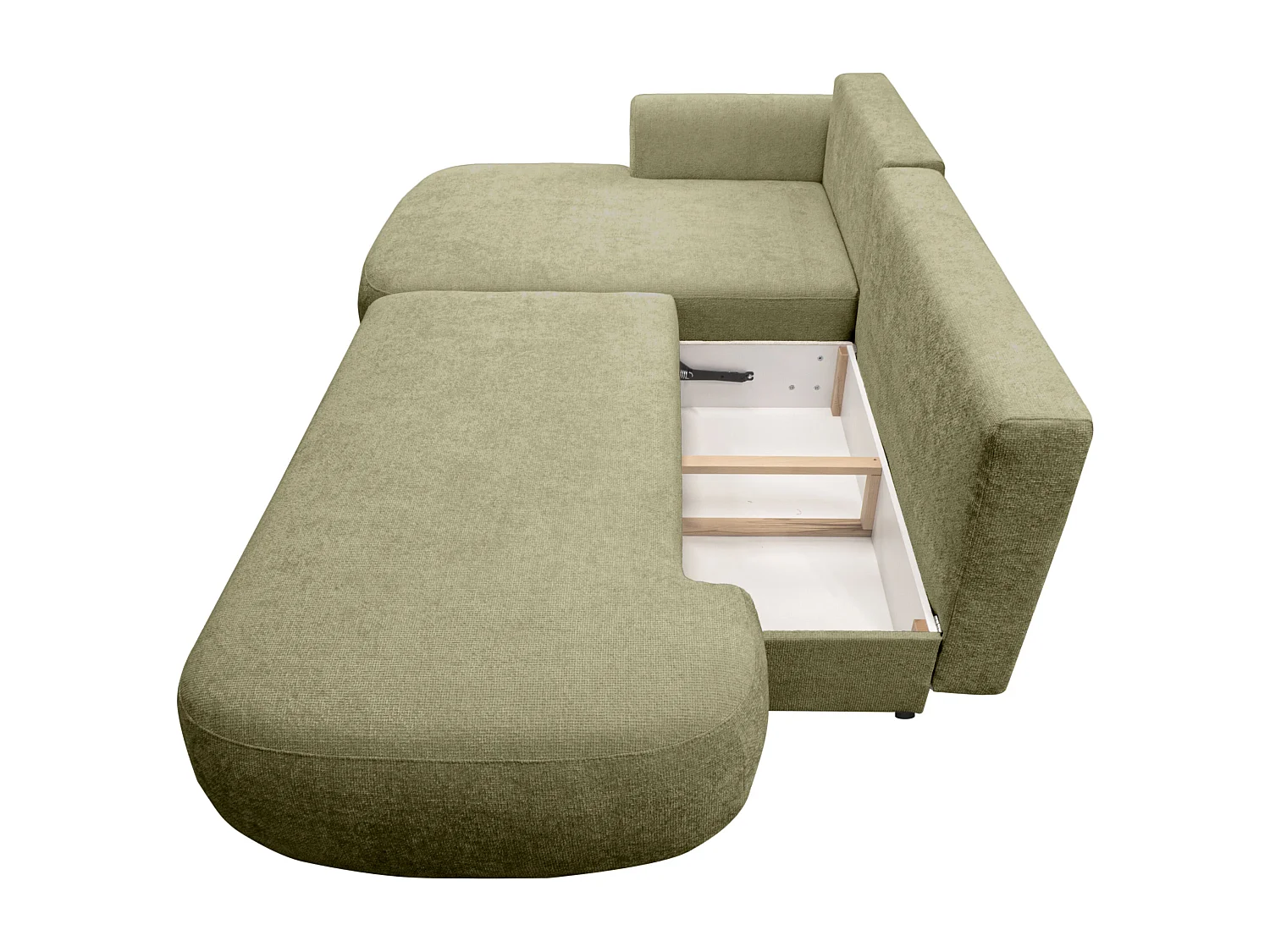 Hörnbäddsoffa vänsterställd khaki chenilletyg BROCARO från Maison Céphy