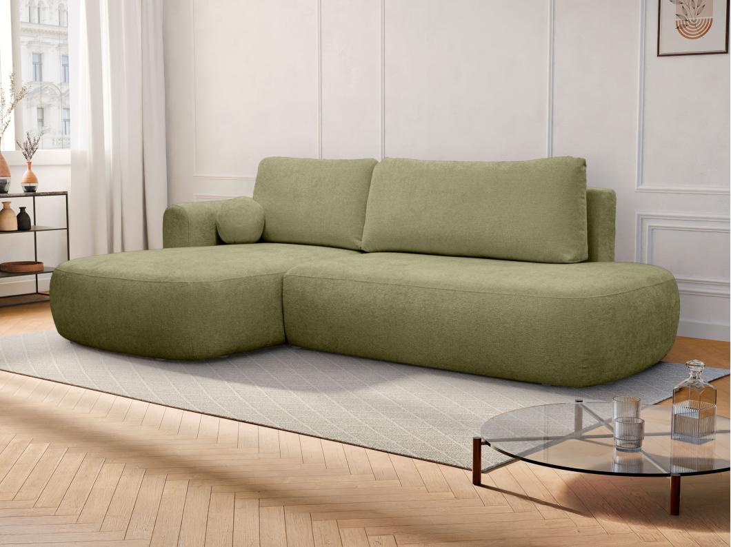 Ecksofa mit Schlaffunktion - Ecke links - Strukturstoff - Khaki - BROCARO von Maison Céphy
