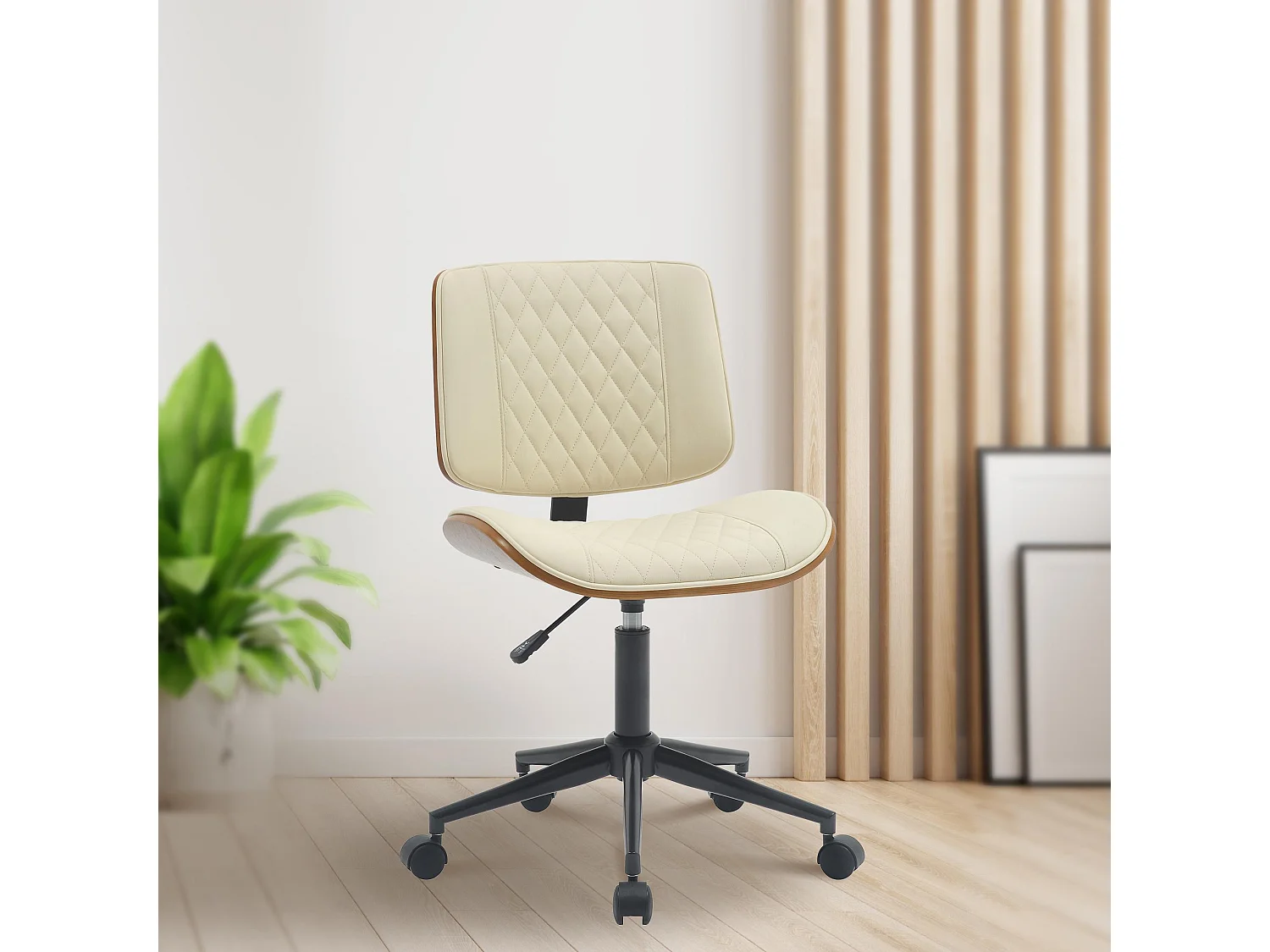 Chaise de bureau - Bois - Noyer / Crème - Plover