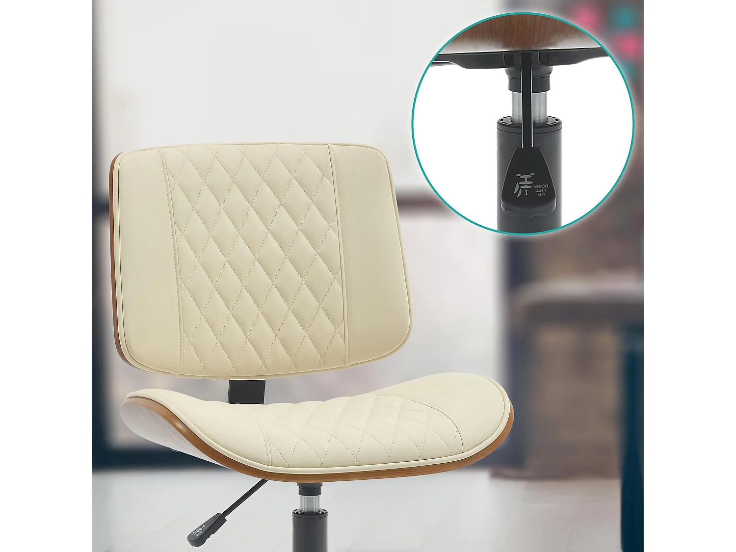 Chaise de bureau - Bois - Noyer / Crème - Plover