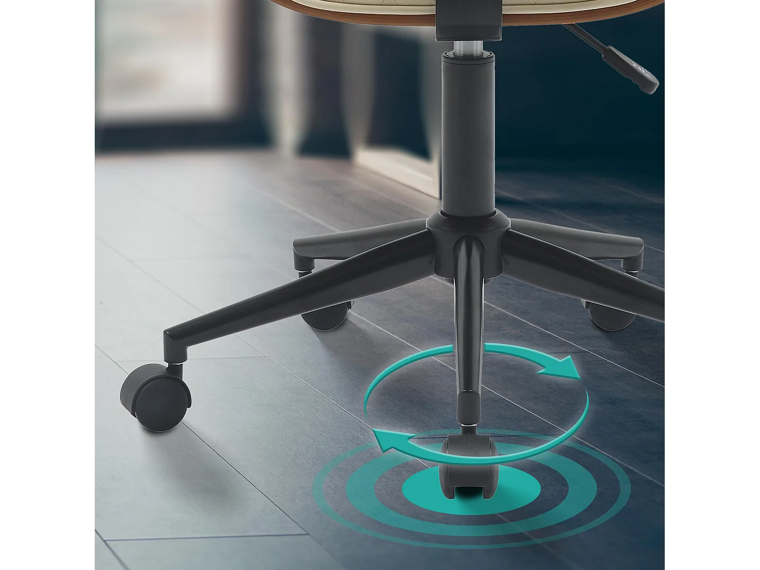 Chaise de bureau - Bois - Noyer / Crème - Plover