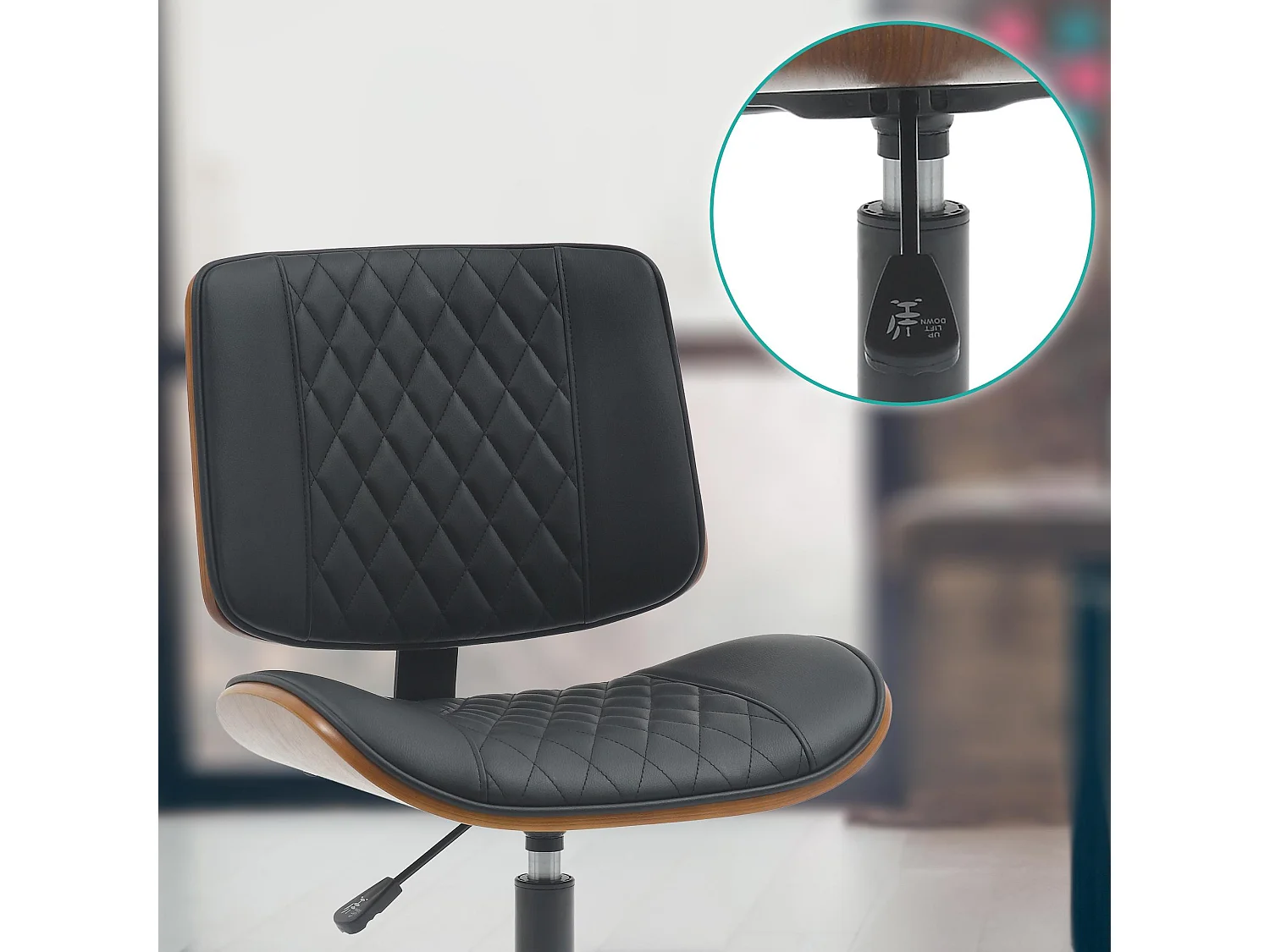 Chaise de bureau - Bois - Noyer / Noir - Plover