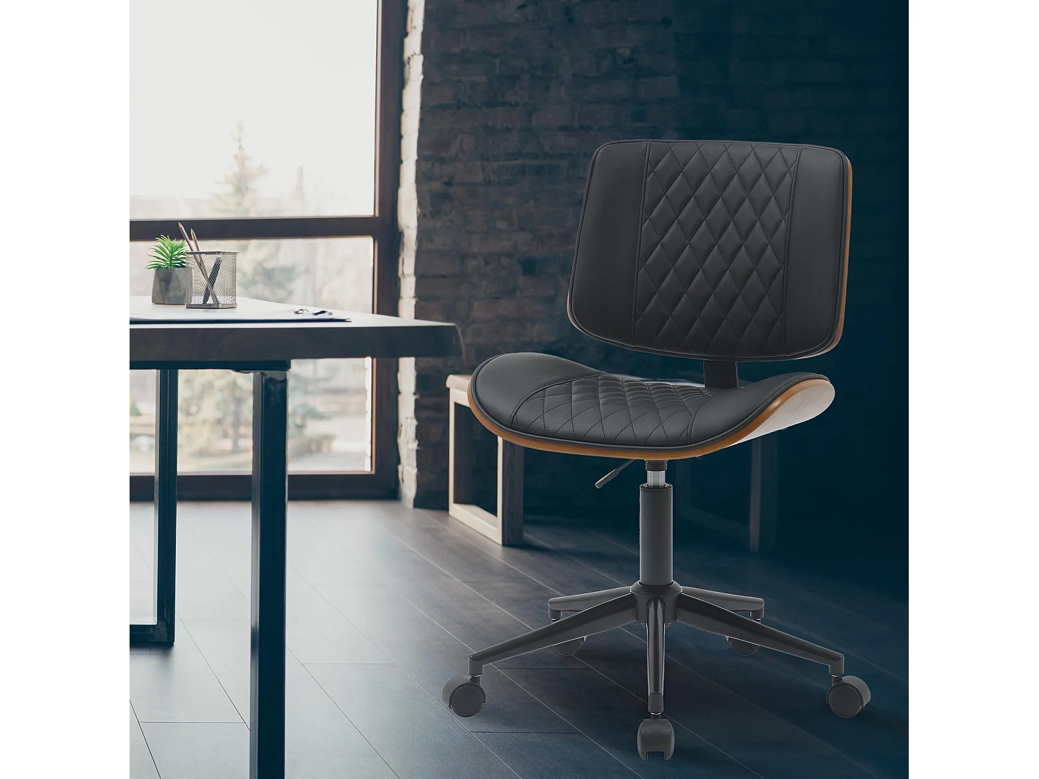 Chaise de bureau - Bois - Noyer / Noir - Plover