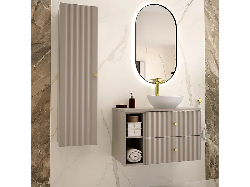 Set di mobili da bagno con lavabo Izae cachemire 80cm