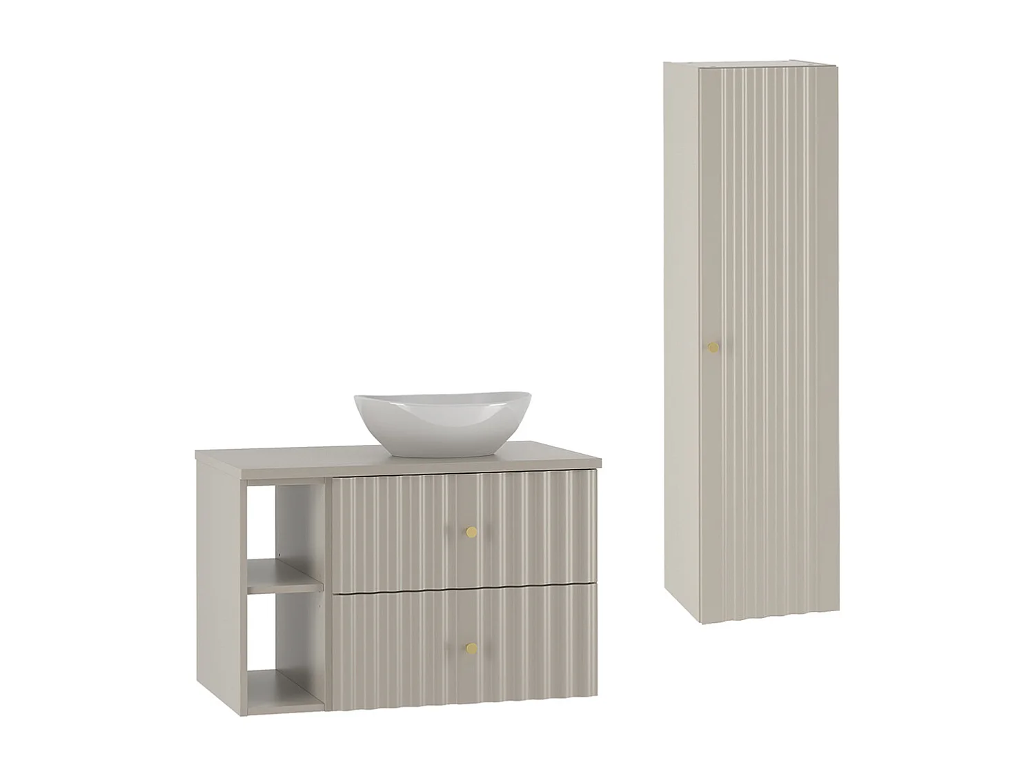 Ensemble meuble simple vasque 80cm 2 niches et colonne Izae Cachemire