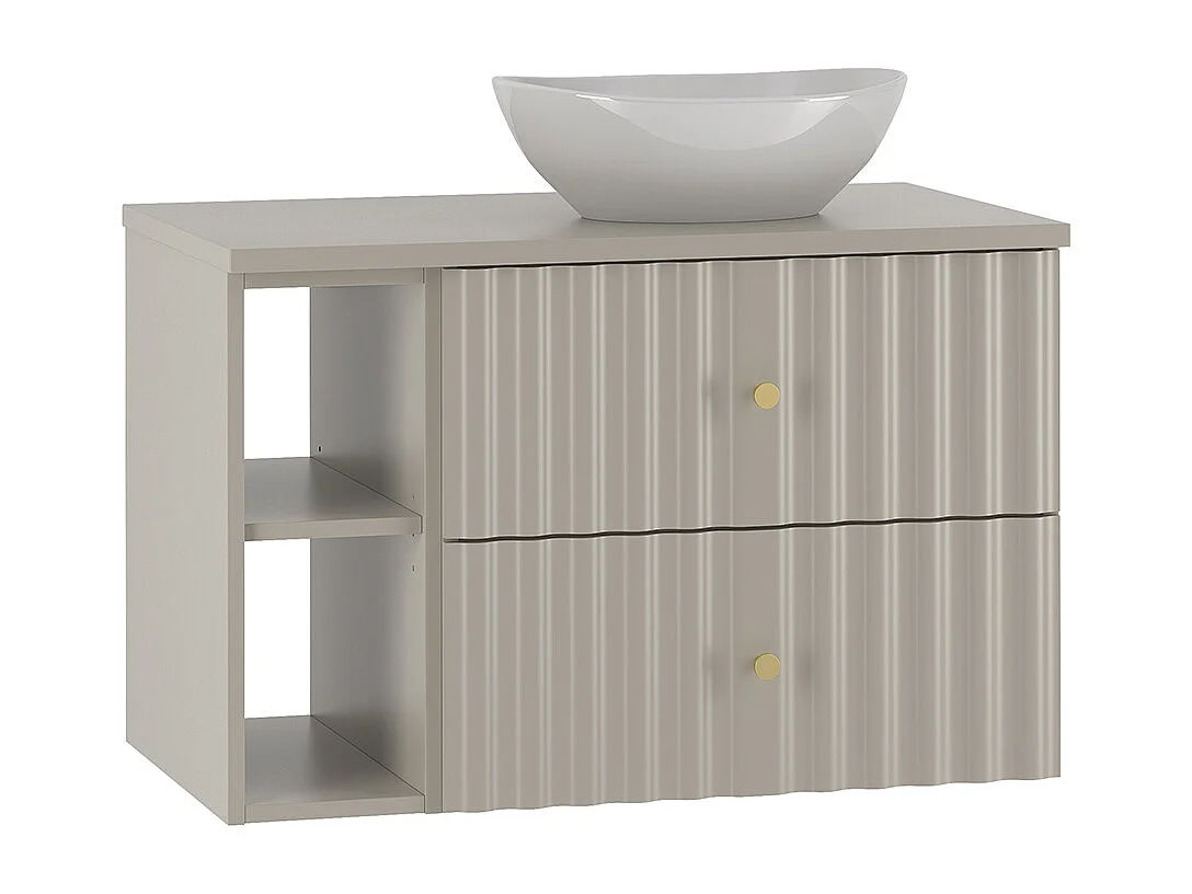 Ensemble meuble simple vasque 80cm 2 niches et colonne Izae Cachemire