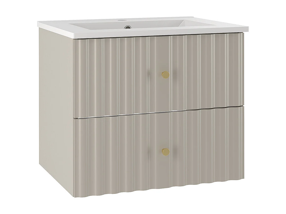 Set Waschtischunterschrank mit Einbauwaschbecken 60cm und Säule Izae Kaschmir