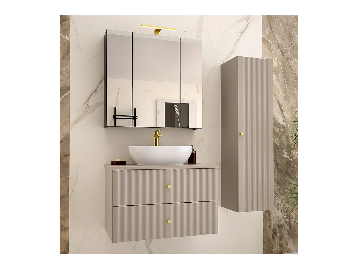 Ensemble meuble simple vasque 80cm et colonne Izae Cachemire