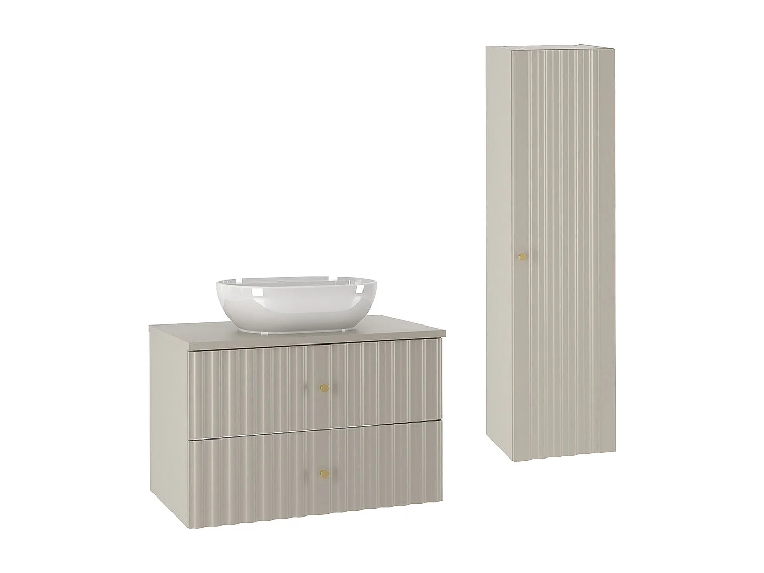 Ensemble meuble simple vasque 80cm et colonne Izae Cachemire
