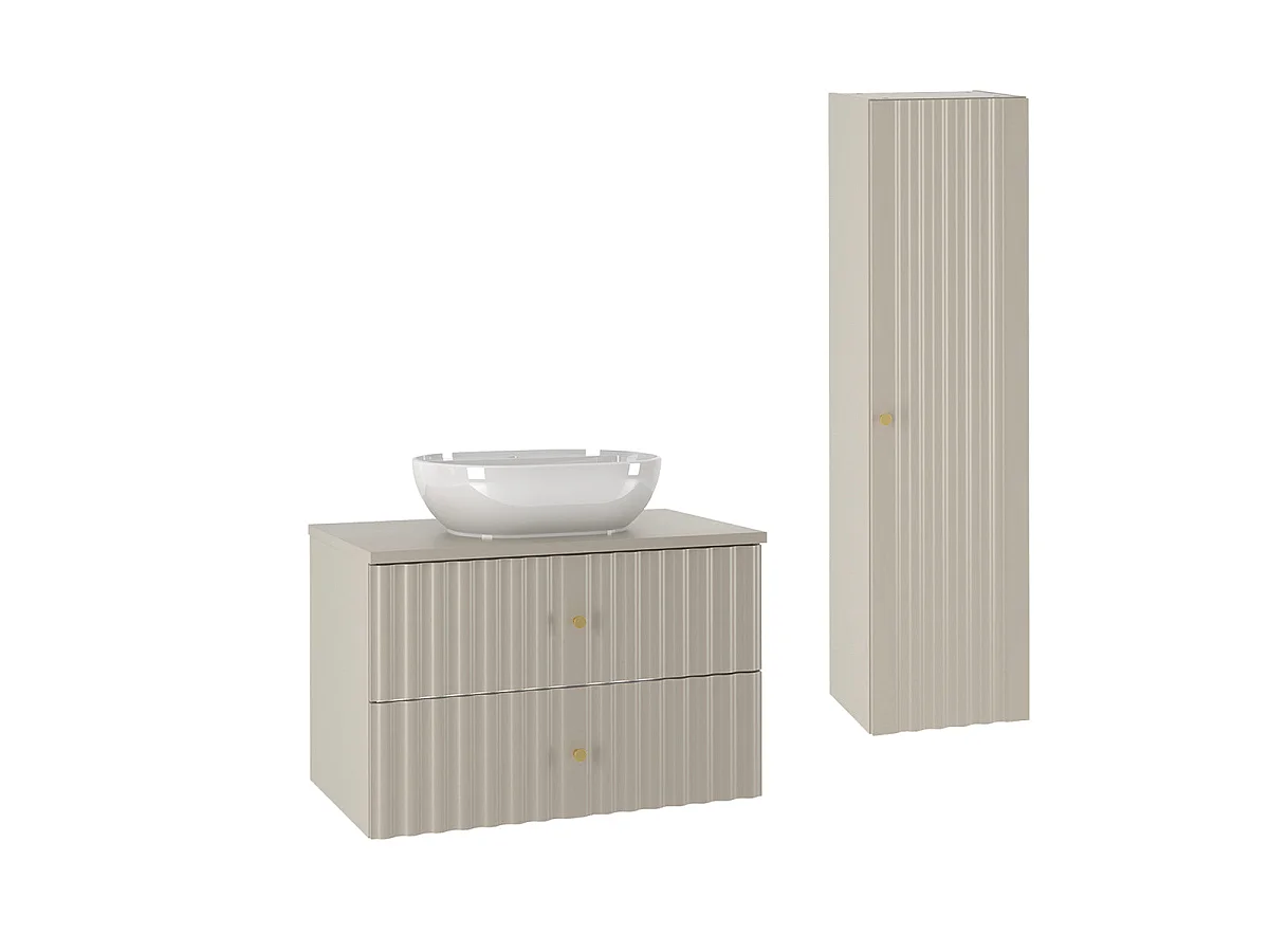 Ensemble meuble simple vasque 80cm et colonne Izae Cachemire