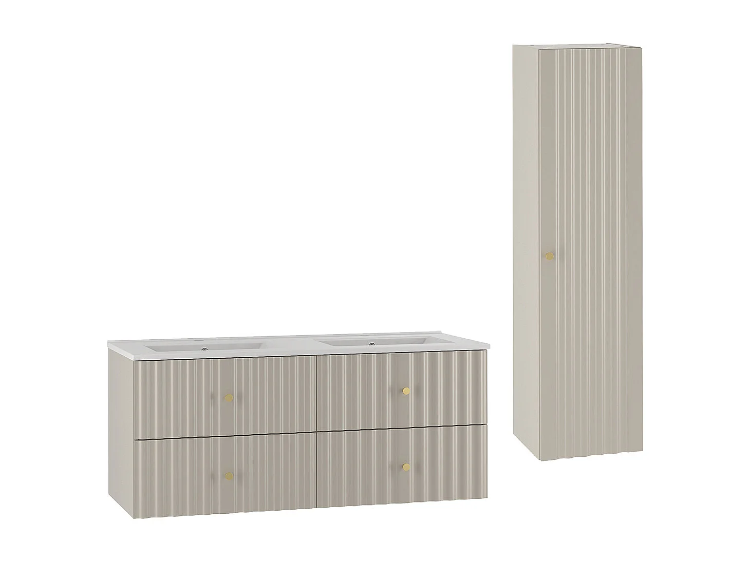 Set di mobili da bagno doppio lavabo Izae cachemire 120cm