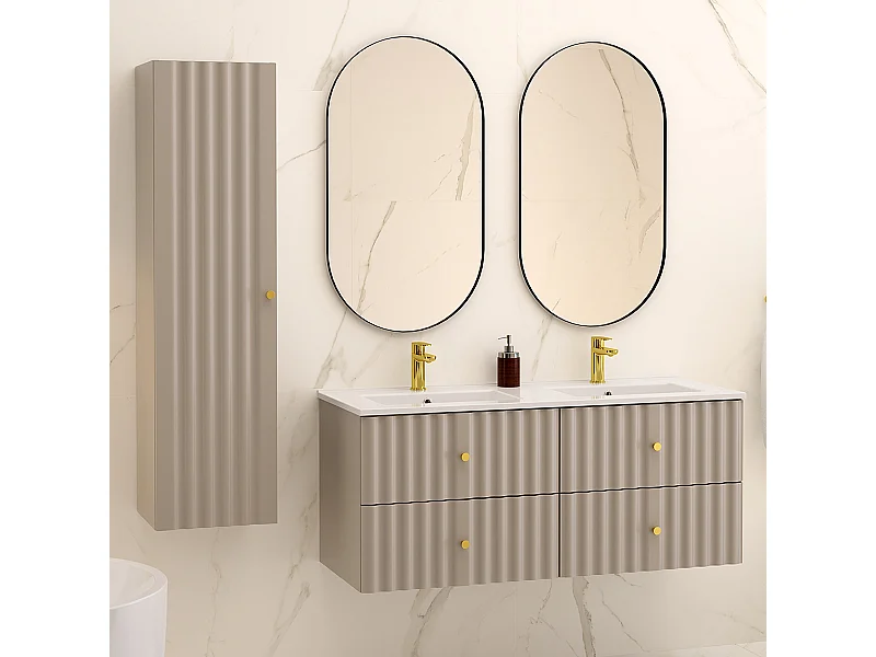 Set di mobili da bagno doppio lavabo Izae cachemire 120cm