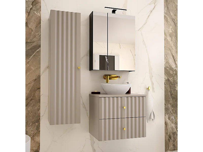 Set di mobili da bagno con lavabo Izae cachemire 60cm