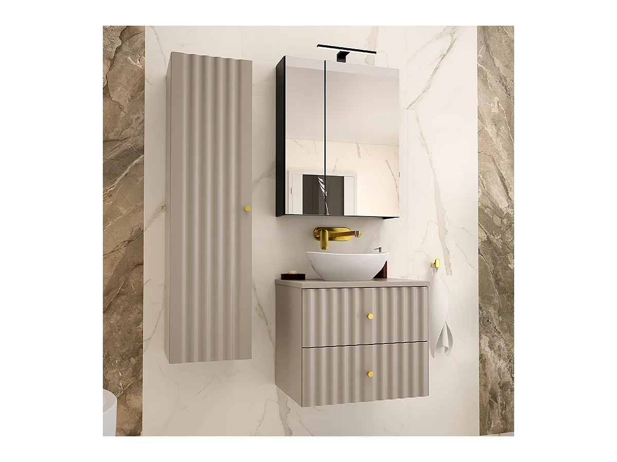 Ensemble meuble simple vasque 60cm et colonne Izae Cachemire