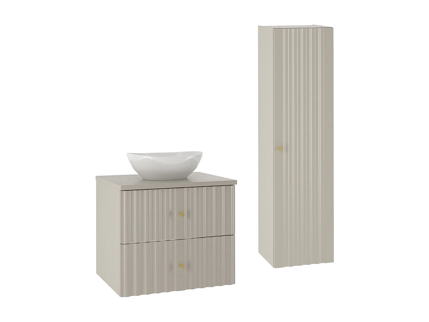Set aus Einzelwaschtisch 60cm und Säule Izae Cachemire